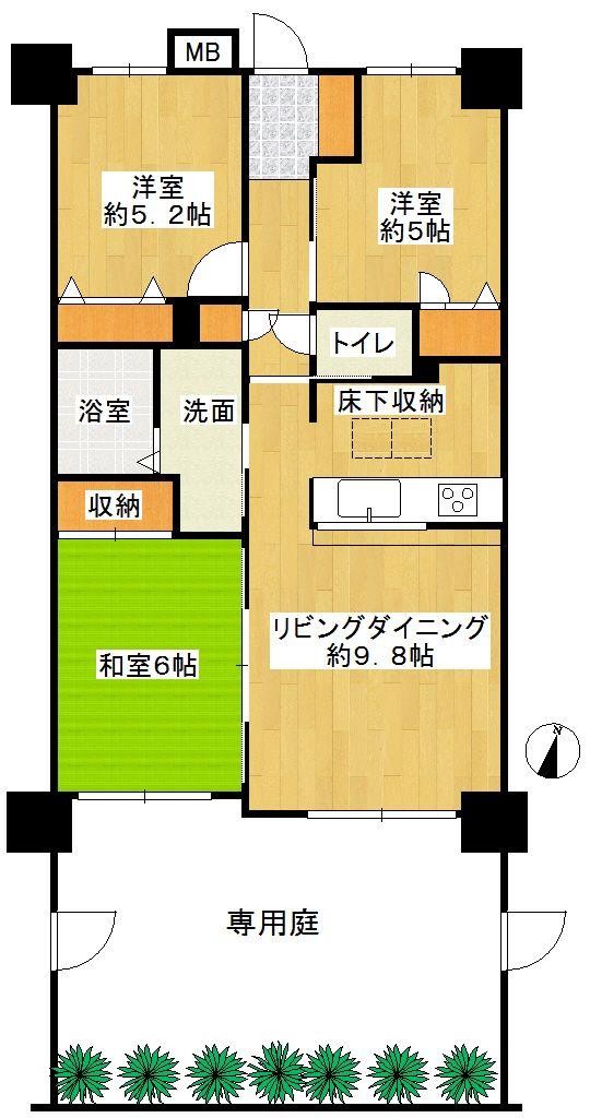 Floor plan. 3LDK, Price 17.8 million yen, Footprint 63.7 sq m
