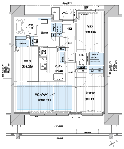 Floor: 3LDK + Wic + Sic, occupied area: 65.21 sq m