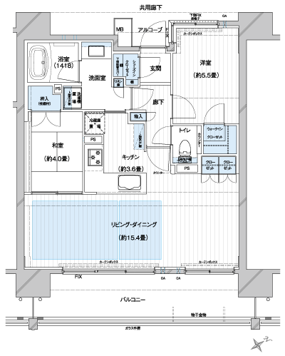 Floor: 2LDK + Wic + Sic, occupied area: 65.21 sq m