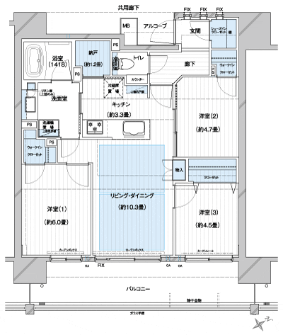 Floor: 3LDK + N + 2Wic + Sic, occupied area: 70.02 sq m