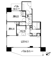 Floor: 2LDK, occupied area: 60 sq m