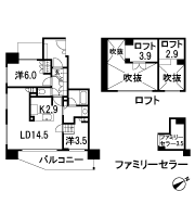Floor: 2LDK + 2Lo + Fc, occupied area: 60 sq m
