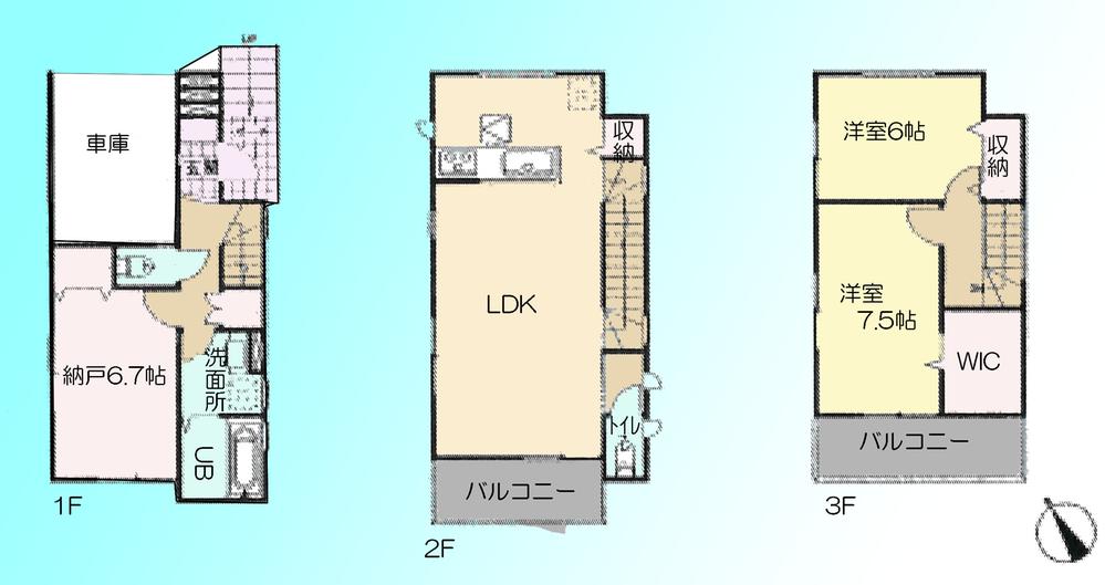 Floor plan. 26,800,000 yen, 2LDK + S (storeroom), Land area 69.83 sq m , Building area 105.99 sq m