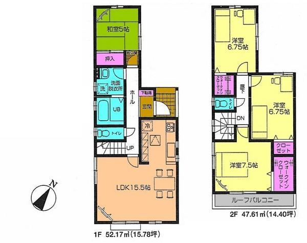 Floor plan. 29,800,000 yen, 4LDK, Land area 95.59 sq m , Building area 99.78 sq m