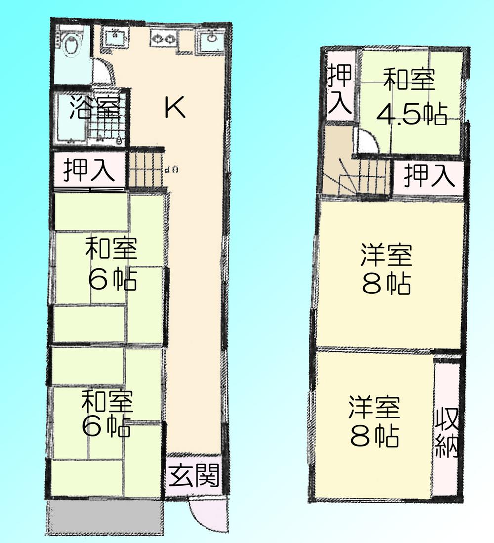 Floor plan. 29.5 million yen, 5K, Land area 76.16 sq m , Building area 52.12 sq m