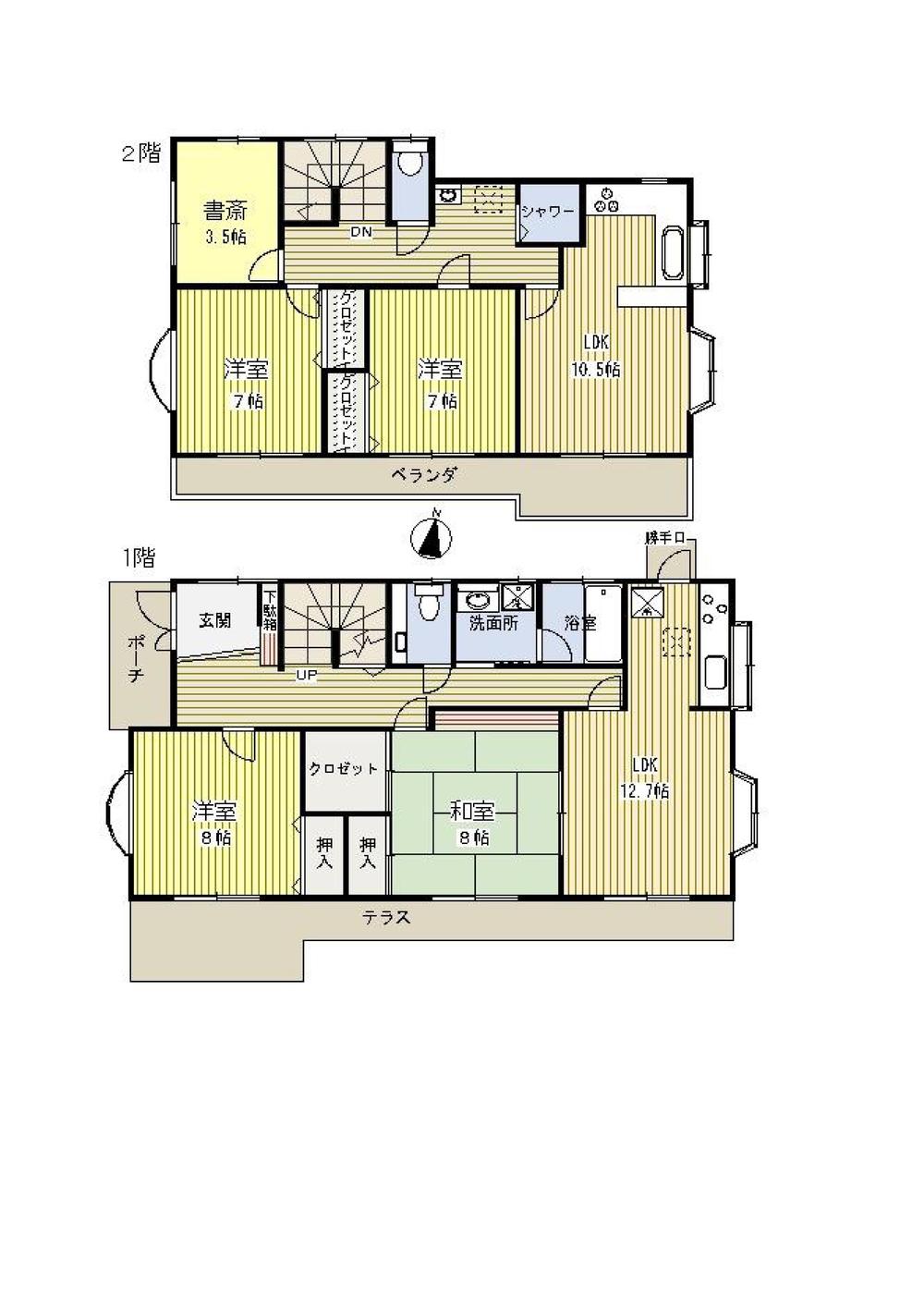 Floor plan. 43,800,000 yen, 5LLDDKK + S (storeroom), Land area 180.07 sq m , Building area 153.61 sq m 2 households can be separated