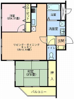 Floor plan. 2LDK, Price 10.8 million yen, Footprint 54.8 sq m , Balcony area 3.6 sq m