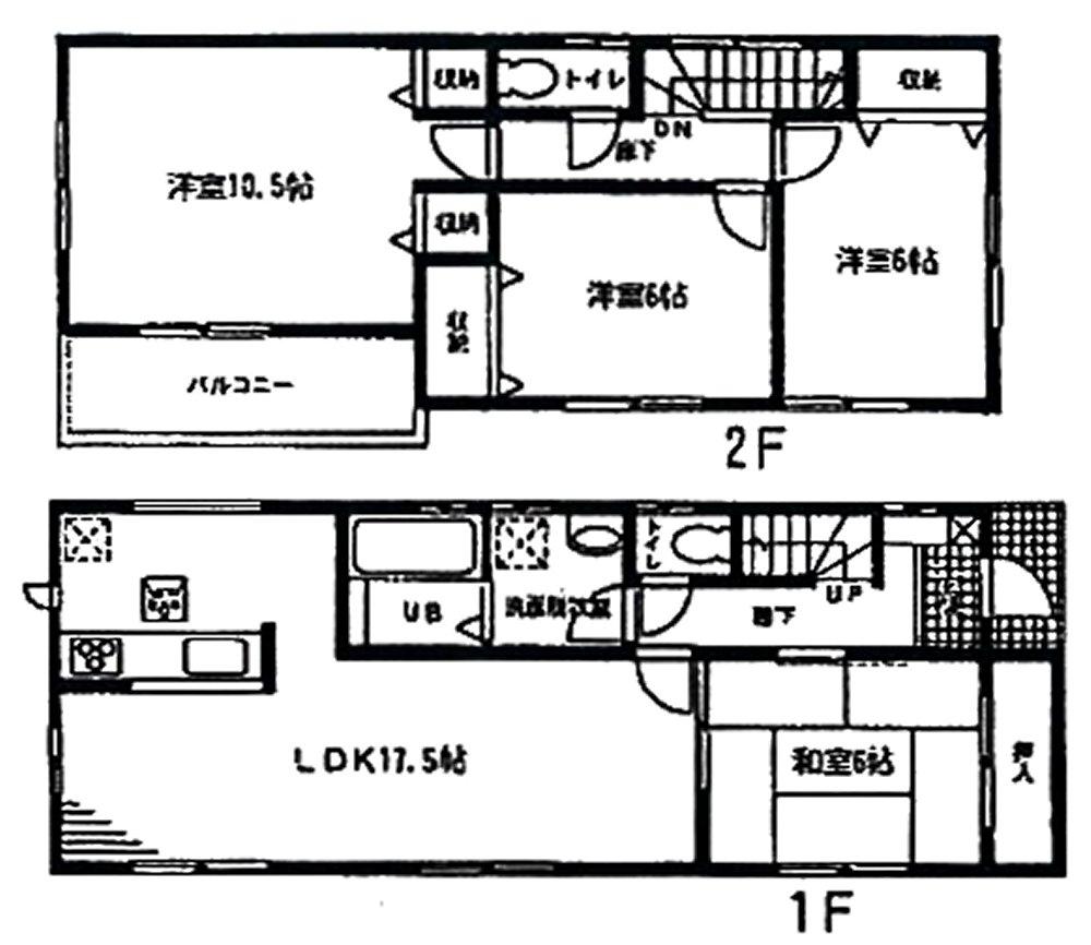 Floor plan. (Building 2), Price 27,800,000 yen, 4LDK, Land area 120.65 sq m , Building area 105.99 sq m