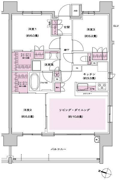 Floor: 3LDK + 2WIC, occupied area: 69.58 sq m, Price: TBD