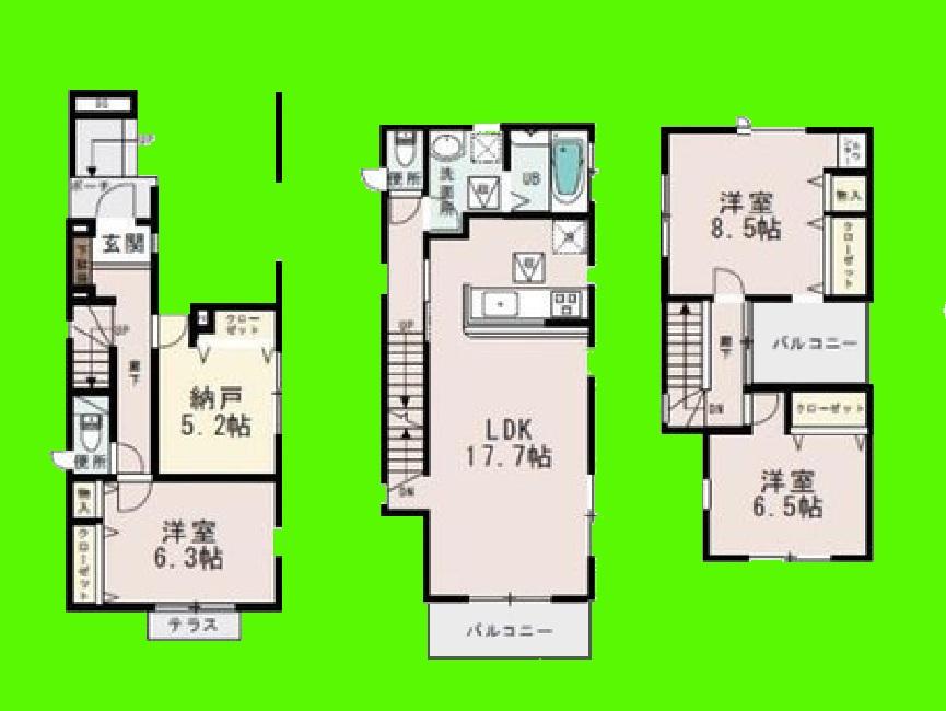 Floor plan. Price 41,800,000 yen, 3LDK, Land area 88.37 sq m , Building area 123.16 sq m