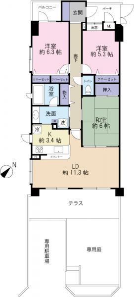 Floor plan. 3LDK, Price 25,800,000 yen, Occupied area 76.18 sq m