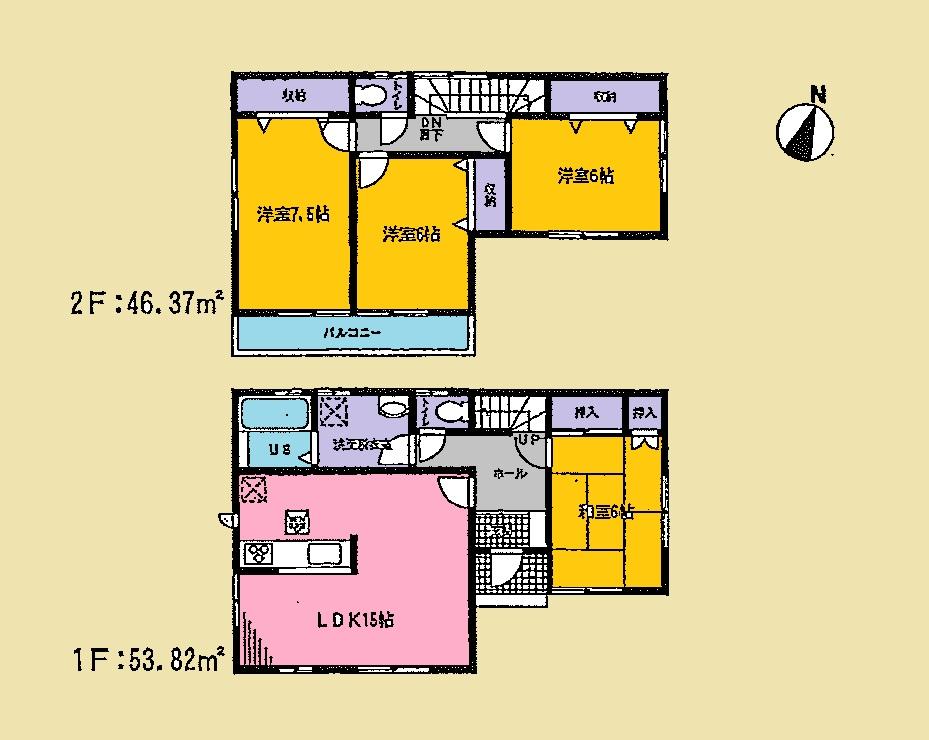 Floor plan. (1 Building), Price 29,800,000 yen, 4LDK, Land area 115.25 sq m , Building area 100.19 sq m