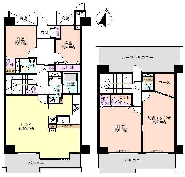 Floor plan. 4LDK, Price 27 million yen, Footprint 121 sq m , Balcony area 14.9 sq m   ☆ Maisonette ☆