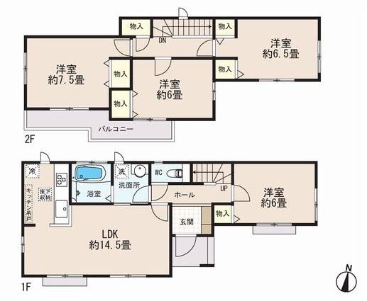 Floor plan. 20,300,000 yen, 4LDK, Land area 109.21 sq m , Building area 94.4 sq m B Building