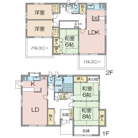 Floor plan. 33,800,000 yen, 5LLDDKK, Land area 231.4 sq m , Building area 163.42 sq m
