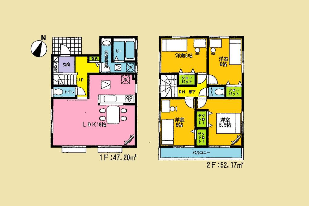 Floor plan. (3 Building), Price 25,800,000 yen, 4LDK, Land area 129.36 sq m , Building area 99.37 sq m
