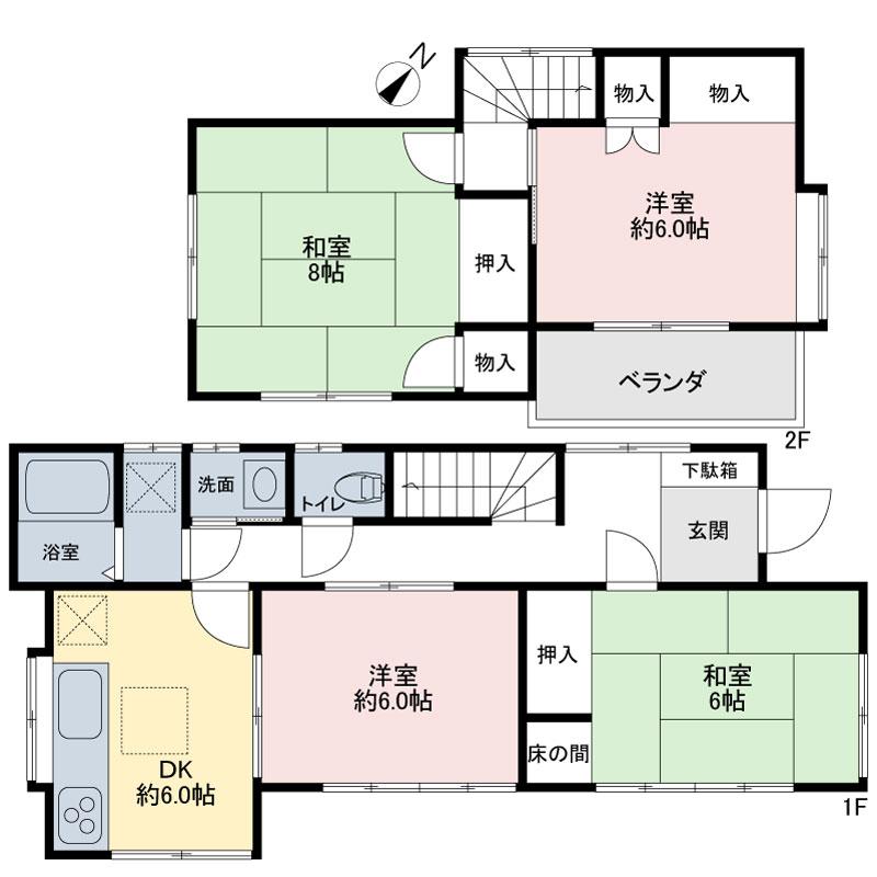 Floor plan. 9.9 million yen, 4DK, Land area 108.31 sq m , Building area 81.14 sq m