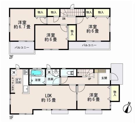 Floor plan. 23.8 million yen, 4LDK, Land area 112.76 sq m , Building area 95.64 sq m