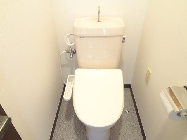 Toilet. Also it has a shelf with a bidet