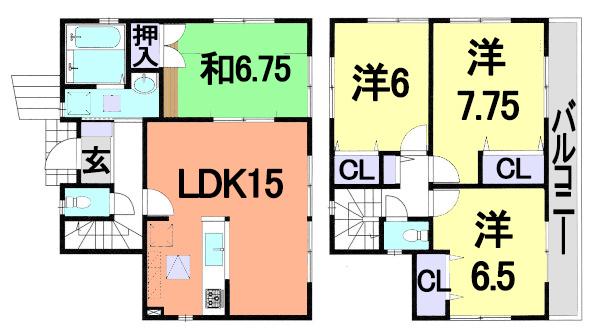 Floor plan. (1 Building), Price 20.8 million yen, 4LDK, Land area 109 sq m , Building area 95.22 sq m