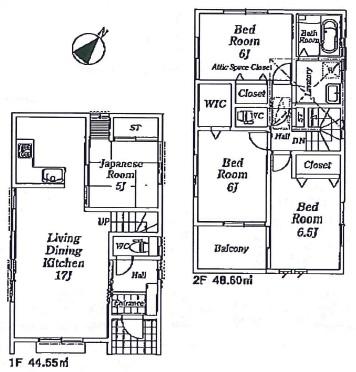 Floor plan. (1 Building), Price 37,800,000 yen, 4LDK, Land area 100.55 sq m , Building area 93.15 sq m