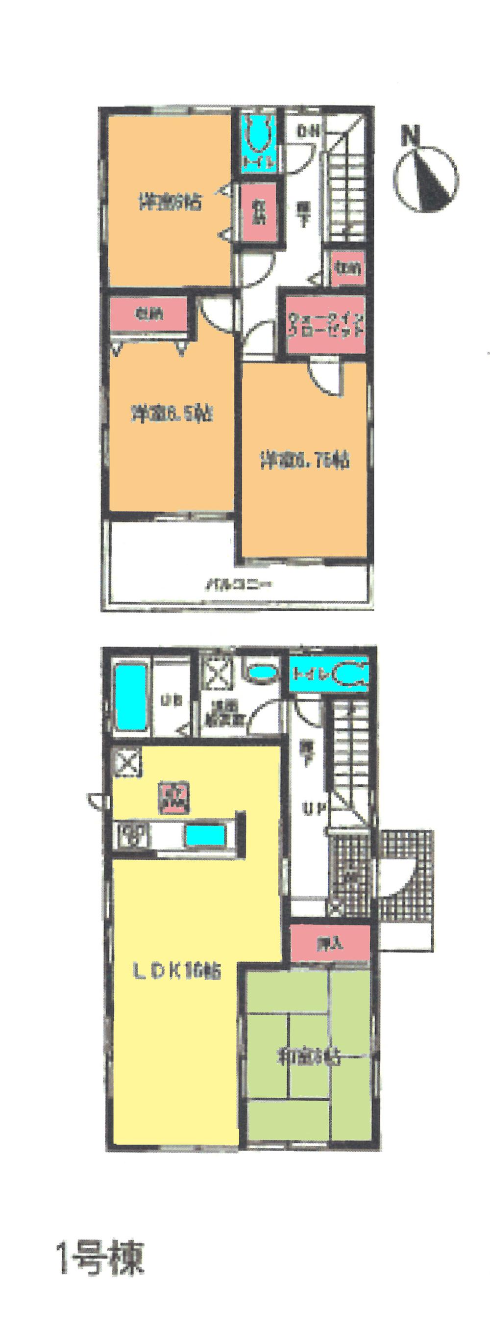 Floor plan. (1 Building), Price 36,800,000 yen, 4LDK, Land area 139.53 sq m , Building area 101.85 sq m