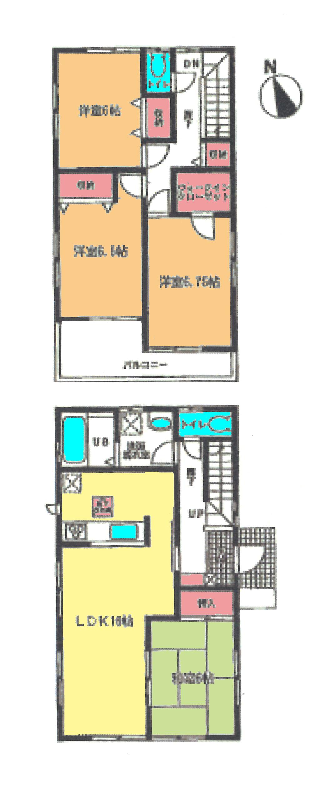 Floor plan. (Building 2), Price 36,800,000 yen, 4LDK, Land area 139.53 sq m , Building area 101.85 sq m