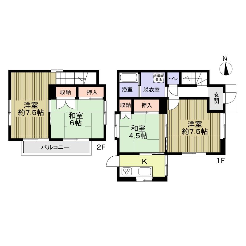 Floor plan. 13.5 million yen, 4K, Land area 98 sq m , Building area 64.86 sq m
