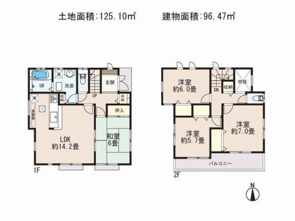 Floor plan. 24,800,000 yen, 4LDK, Land area 125.1 sq m , Building area 96.47 sq m