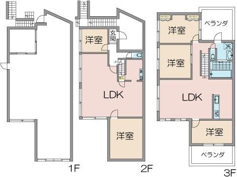 Floor plan. 55 million yen, 5LLDDKK, Land area 271.01 sq m , Building area 316.99 sq m