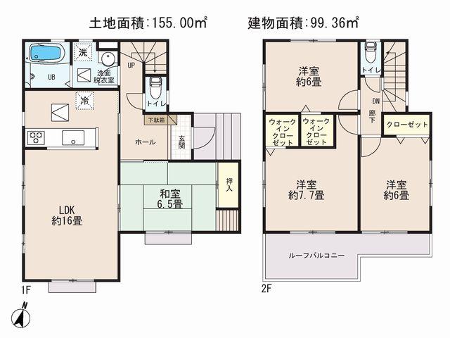 Floor plan. (8), Price 26.5 million yen, 4LDK, Land area 155 sq m , Building area 99.36 sq m