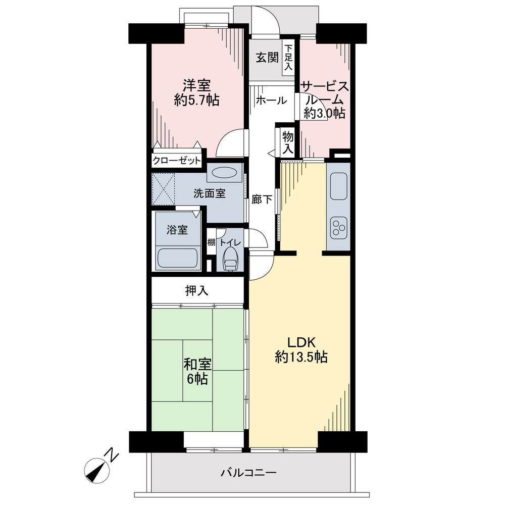 Floor plan. 2LDK + S (storeroom), Price 9.8 million yen, Occupied area 70.86 sq m , Balcony area 7.67 sq m