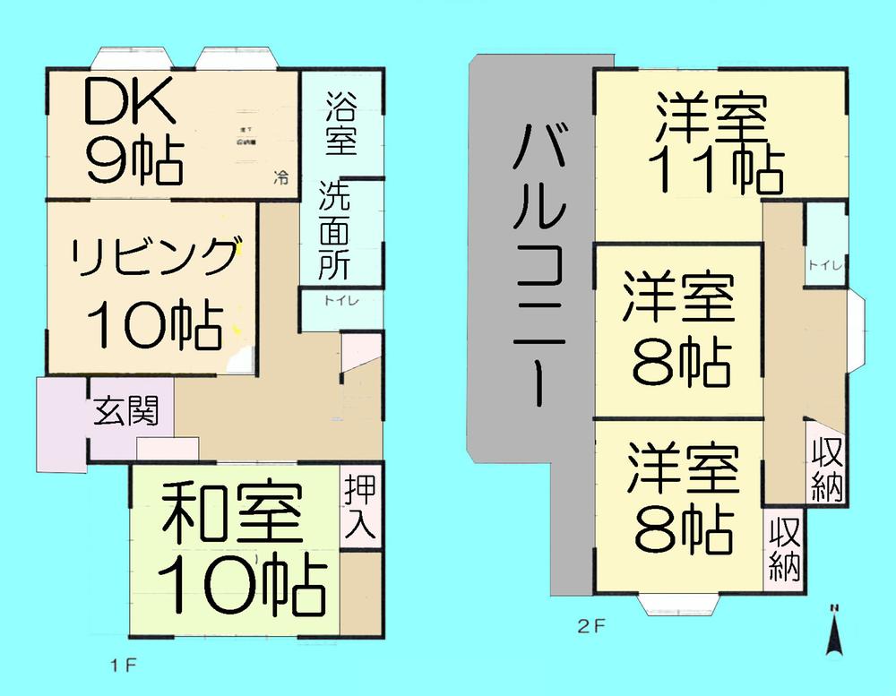 Floor plan. 20.8 million yen, 4LDK, Land area 165 sq m , Building area 135.8 sq m