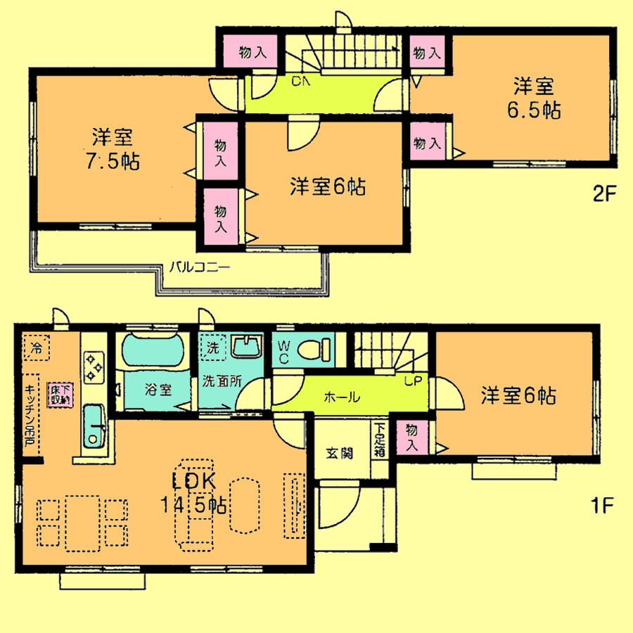 Floor plan. Price 20,300,000 yen, 4LDK, Land area 109.21 sq m , Building area 94.4 sq m