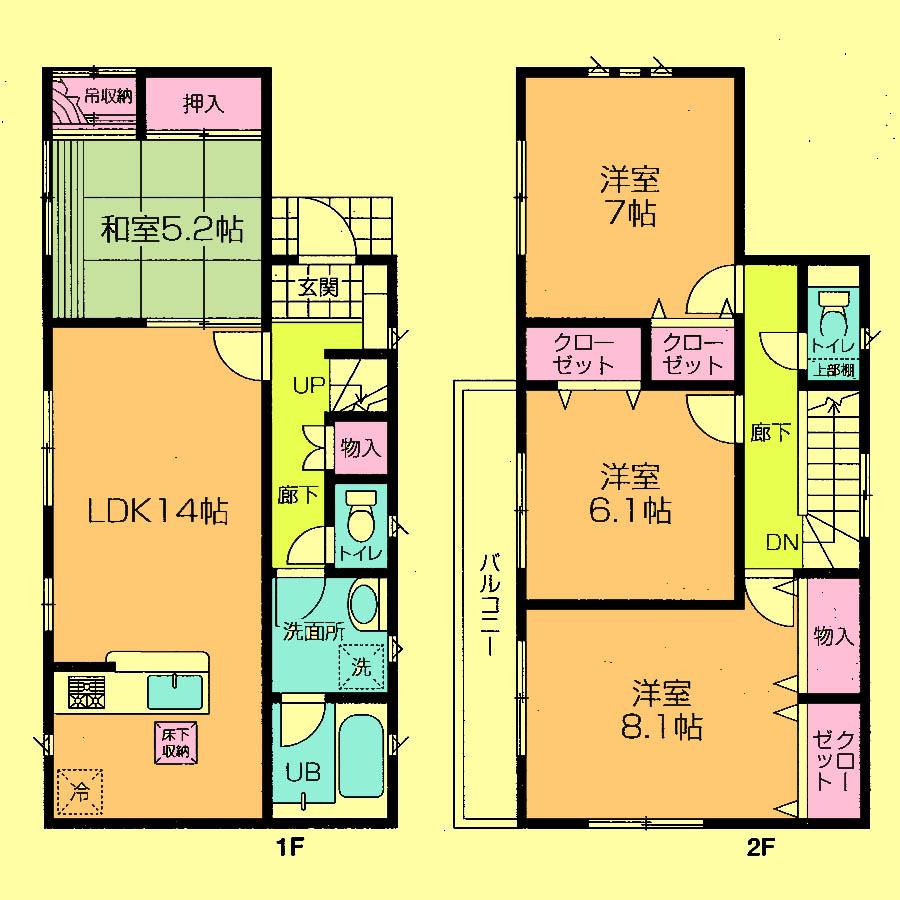 Floor plan. Price 27,800,000 yen, 4LDK, Land area 120.1 sq m , Building area 96.79 sq m
