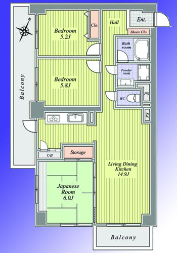 Floor plan. 3LDK, Price 17,900,000 yen, Occupied area 81.18 sq m , Balcony area 15.99 sq m