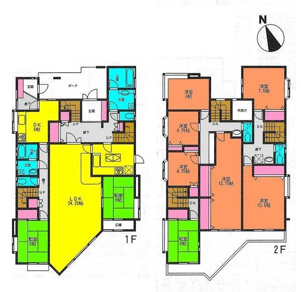 Floor plan. 46,800,000 yen, 9LDK, Land area 288.57 sq m , Building area 266.36 sq m