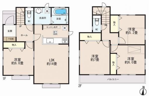 Floor plan. 24,800,000 yen, 4LDK, Land area 114.18 sq m , Building area 93.15 sq m