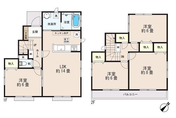 Floor plan. 22,800,000 yen, 4LDK, Land area 125 sq m , Building area 93.52 sq m