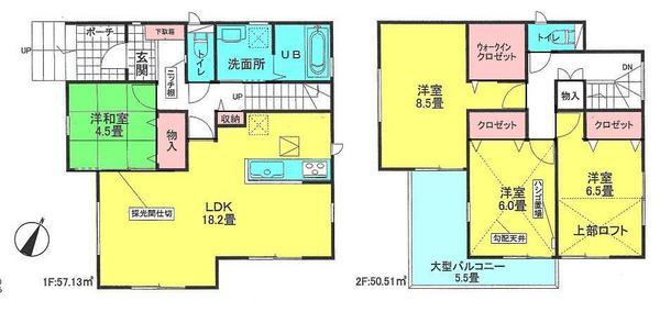 Floor plan. 27,800,000 yen, 4LDK, Land area 144.7 sq m , Building area 107.64 sq m LDK spacious 18 quires space
