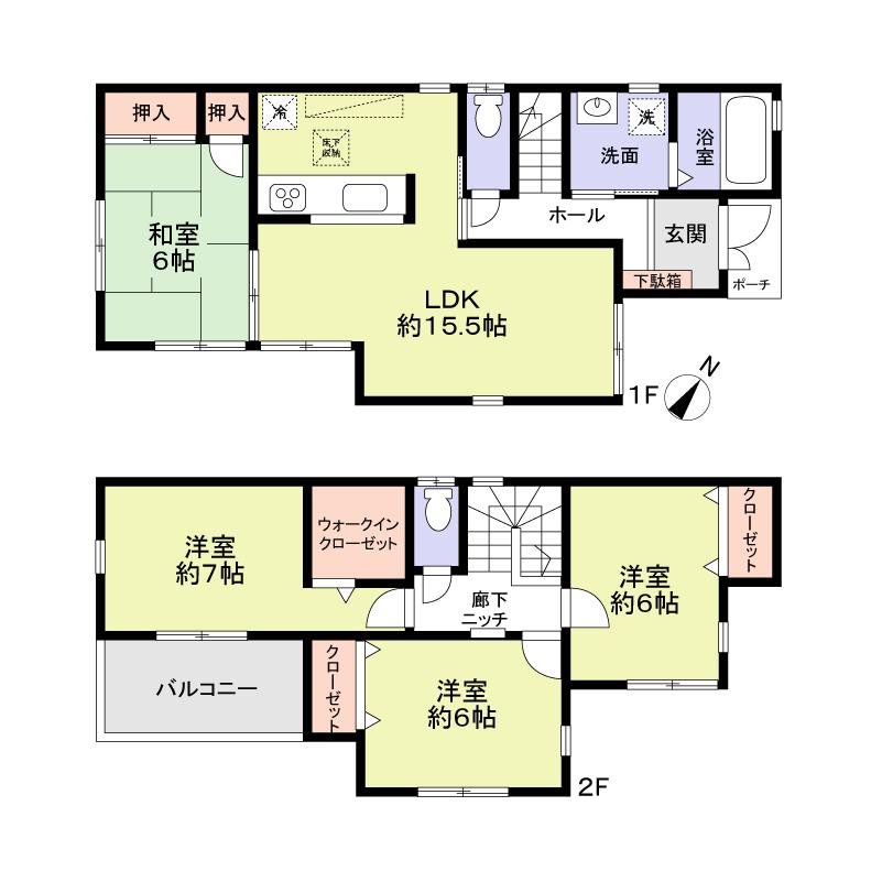 Floor plan. Price 35,300,000 yen, 4LDK, Land area 106.23 sq m , Building area 97.2 sq m