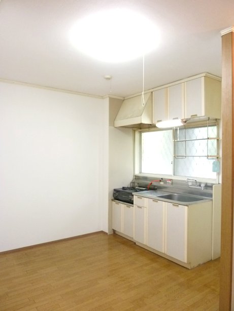 Kitchen. Bright breathable nice kitchen with a ventilation window