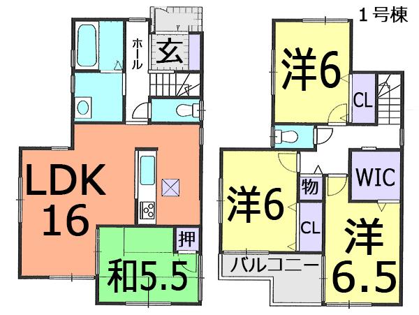Floor plan. (No. 1 point), Price 34,800,000 yen, 4LDK, Land area 102.96 sq m , Building area 95.58 sq m
