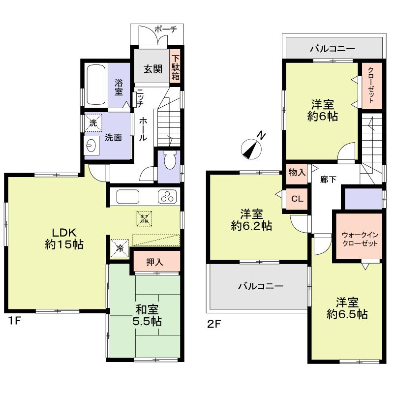 Floor plan. Price 34,800,000 yen, 4LDK, Land area 103.24 sq m , Building area 95.58 sq m