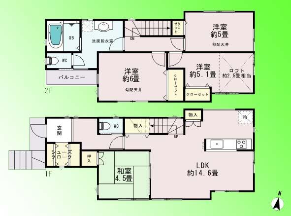 Floor plan. 32,800,000 yen, 4LDK, Land area 91.02 sq m , Building area 90.04 sq m site (December 2013) Shooting