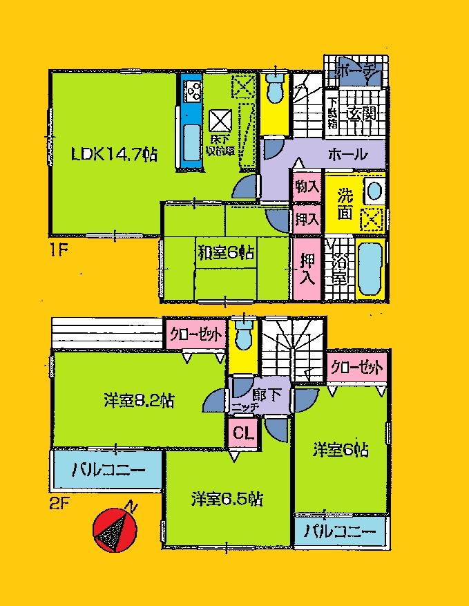 Floor plan. (4 Building), Price 33,300,000 yen, 4LDK, Land area 115.46 sq m , Building area 97.2 sq m