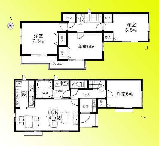 Floor plan. 20,300,000 yen, 4LDK, Land area 109.21 sq m , Building area 94.4 sq m floor plan