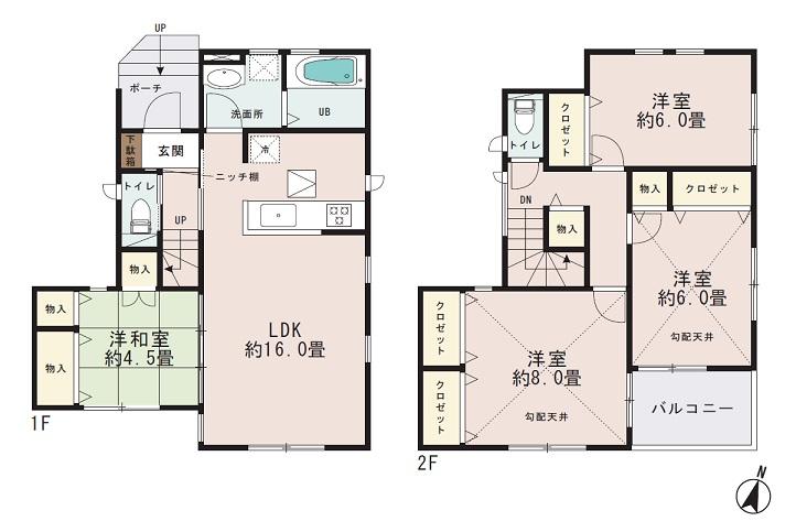 Floor plan. 22,800,000 yen, 4LDK, Land area 97.17 sq m , Building area 99.36 sq m floor plan
