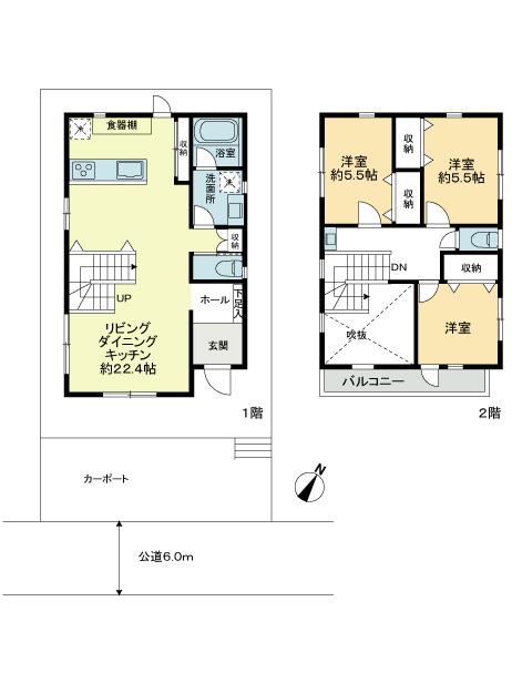 Floor plan. 34,800,000 yen, 3LDK, Land area 105 sq m , Building area 97.85 sq m