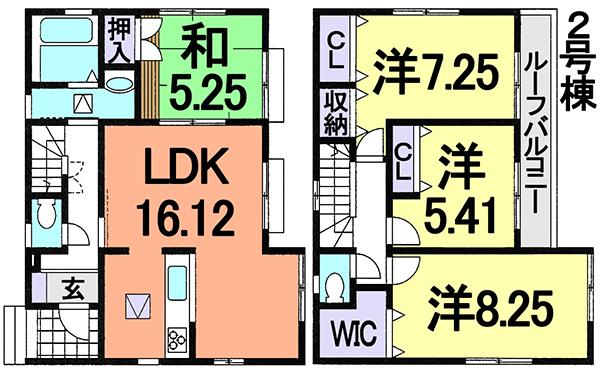 Floor plan. (Building 2), Price 22,900,000 yen, 4LDK, Land area 112.08 sq m , Building area 99.36 sq m